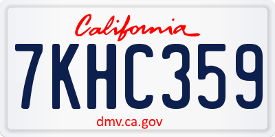 CA license plate 7KHC359