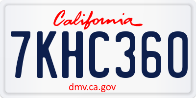 CA license plate 7KHC360