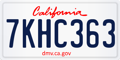 CA license plate 7KHC363