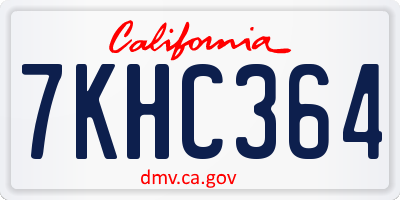 CA license plate 7KHC364