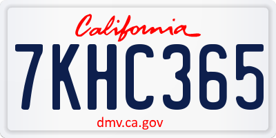 CA license plate 7KHC365