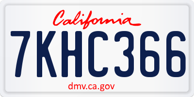 CA license plate 7KHC366