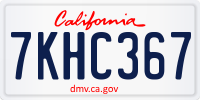 CA license plate 7KHC367
