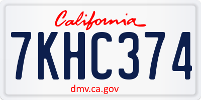CA license plate 7KHC374