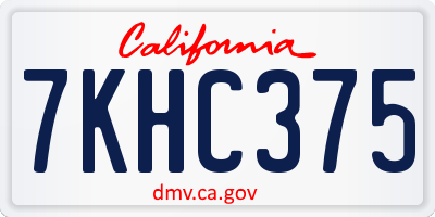 CA license plate 7KHC375