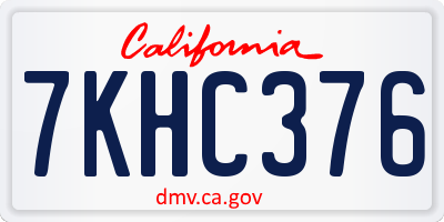 CA license plate 7KHC376