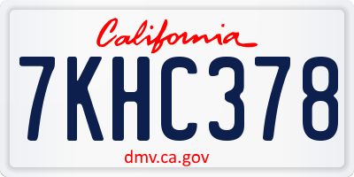 CA license plate 7KHC378