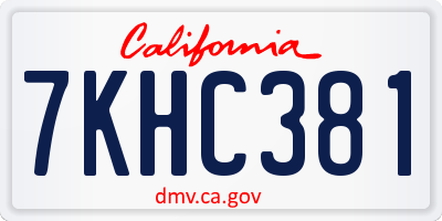 CA license plate 7KHC381