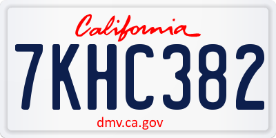 CA license plate 7KHC382