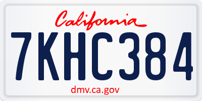 CA license plate 7KHC384