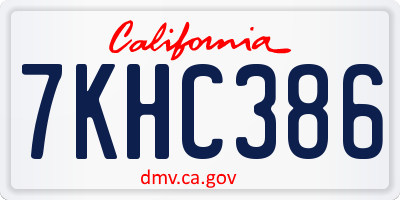 CA license plate 7KHC386