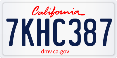 CA license plate 7KHC387