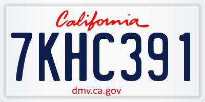 CA license plate 7KHC391