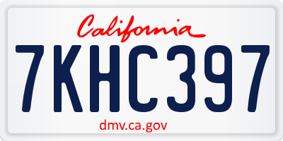 CA license plate 7KHC397