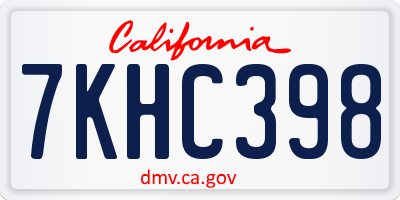 CA license plate 7KHC398