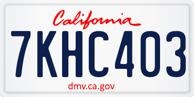 CA license plate 7KHC403