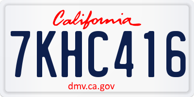 CA license plate 7KHC416