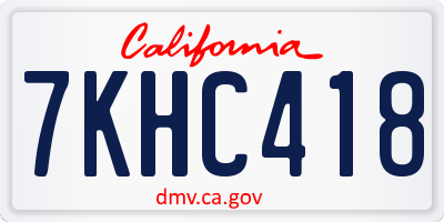 CA license plate 7KHC418