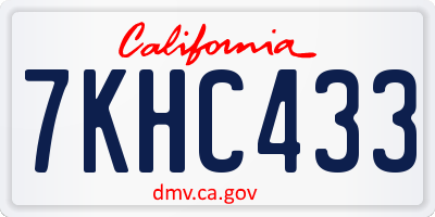 CA license plate 7KHC433