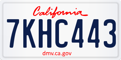 CA license plate 7KHC443