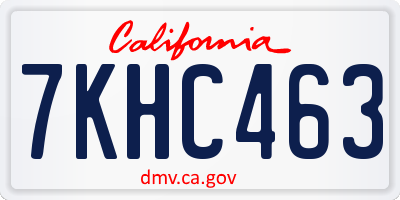 CA license plate 7KHC463