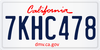 CA license plate 7KHC478