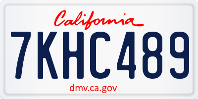 CA license plate 7KHC489