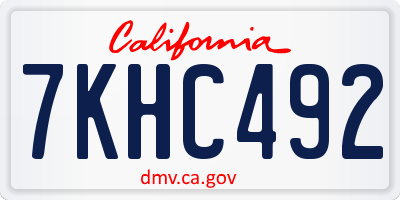 CA license plate 7KHC492