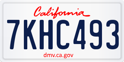 CA license plate 7KHC493