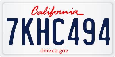 CA license plate 7KHC494