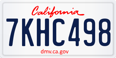 CA license plate 7KHC498