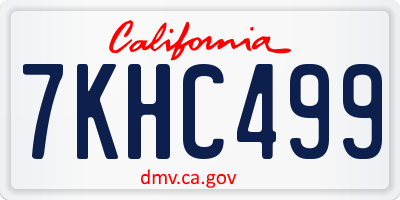 CA license plate 7KHC499