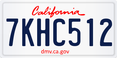 CA license plate 7KHC512