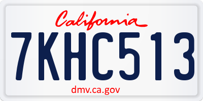 CA license plate 7KHC513