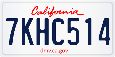 CA license plate 7KHC514