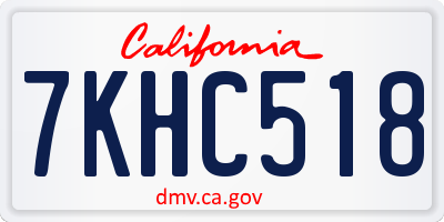 CA license plate 7KHC518