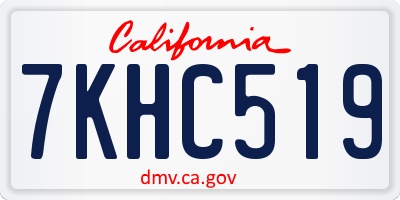 CA license plate 7KHC519