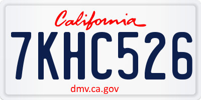 CA license plate 7KHC526