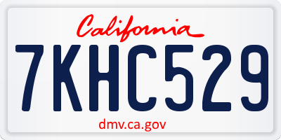 CA license plate 7KHC529