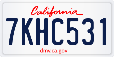 CA license plate 7KHC531