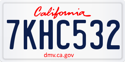 CA license plate 7KHC532