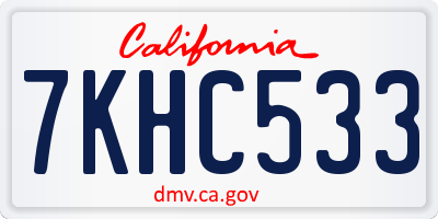 CA license plate 7KHC533