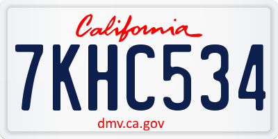 CA license plate 7KHC534