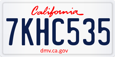 CA license plate 7KHC535