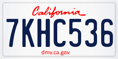 CA license plate 7KHC536