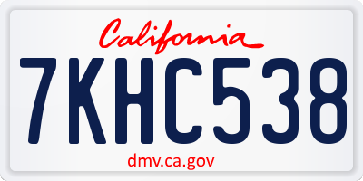 CA license plate 7KHC538