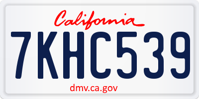 CA license plate 7KHC539