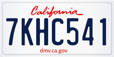 CA license plate 7KHC541