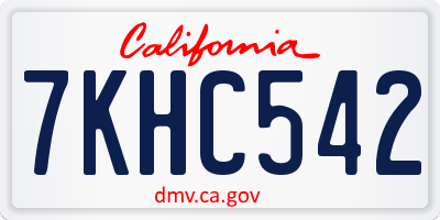 CA license plate 7KHC542