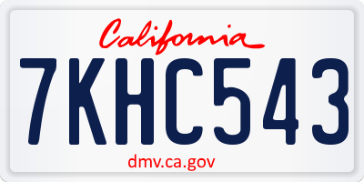 CA license plate 7KHC543